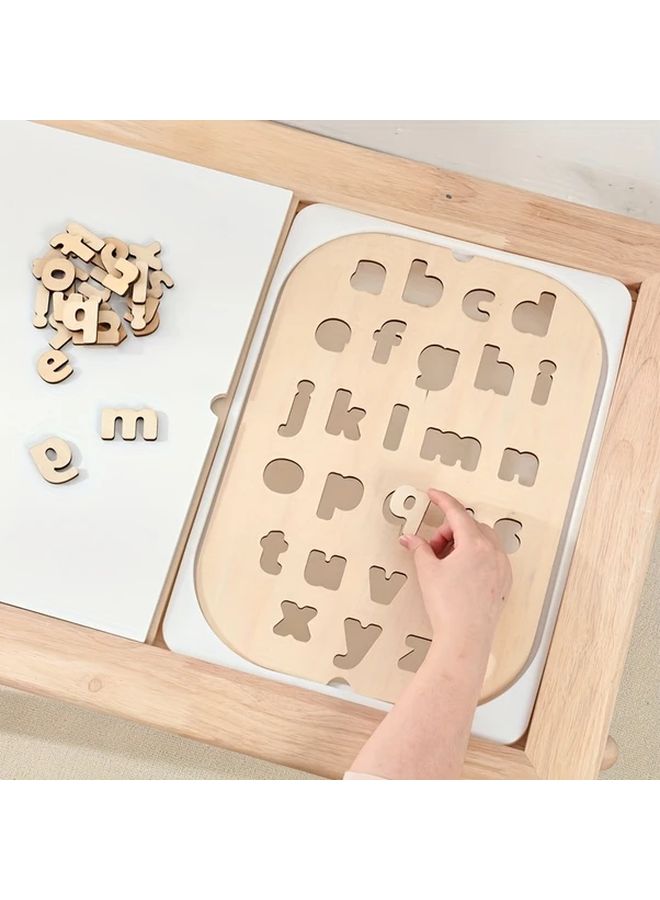 غطاء طاولة خشبي تعليمي بأحرف صغيرة للعب الحسي للأطفال - Image 4